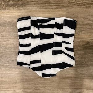 NWT White Fox Zebra Count Me In Bustier‎ Strapless Size XS